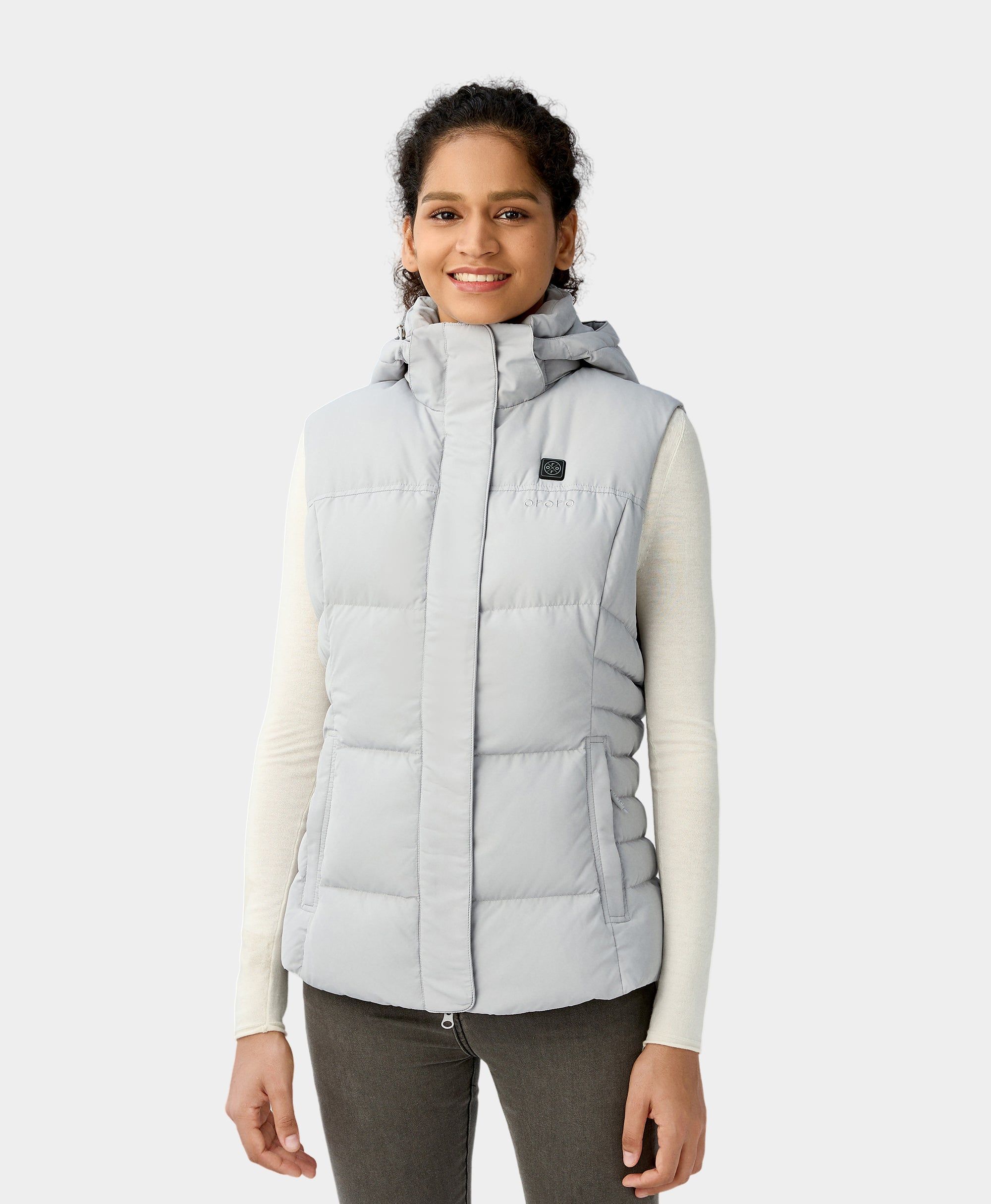 Women's Heated Down Vest - Gray sold by Ororo