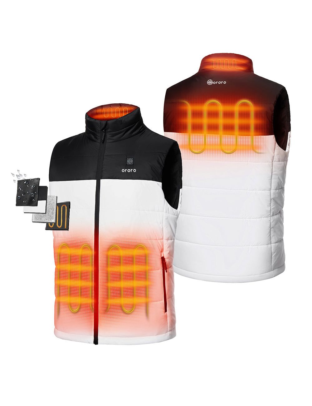 Final Sale - Men's Classic Heated Vest - Black & White sold by Ororo product image thumbnail 2