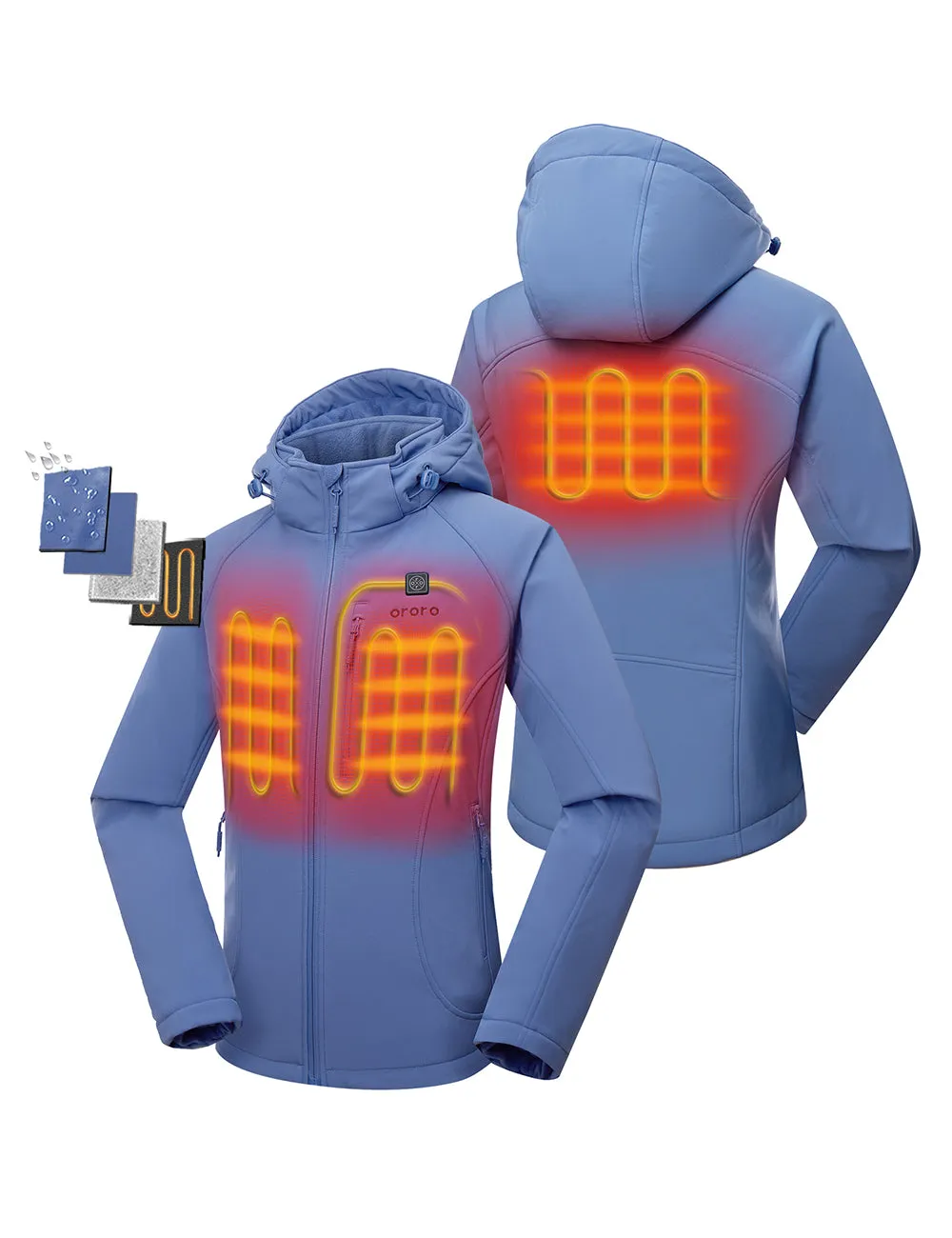 Women's Classic Heated Jacket - Blue/Orange (Apparel Only) sold by Ororo product image thumbnail 2