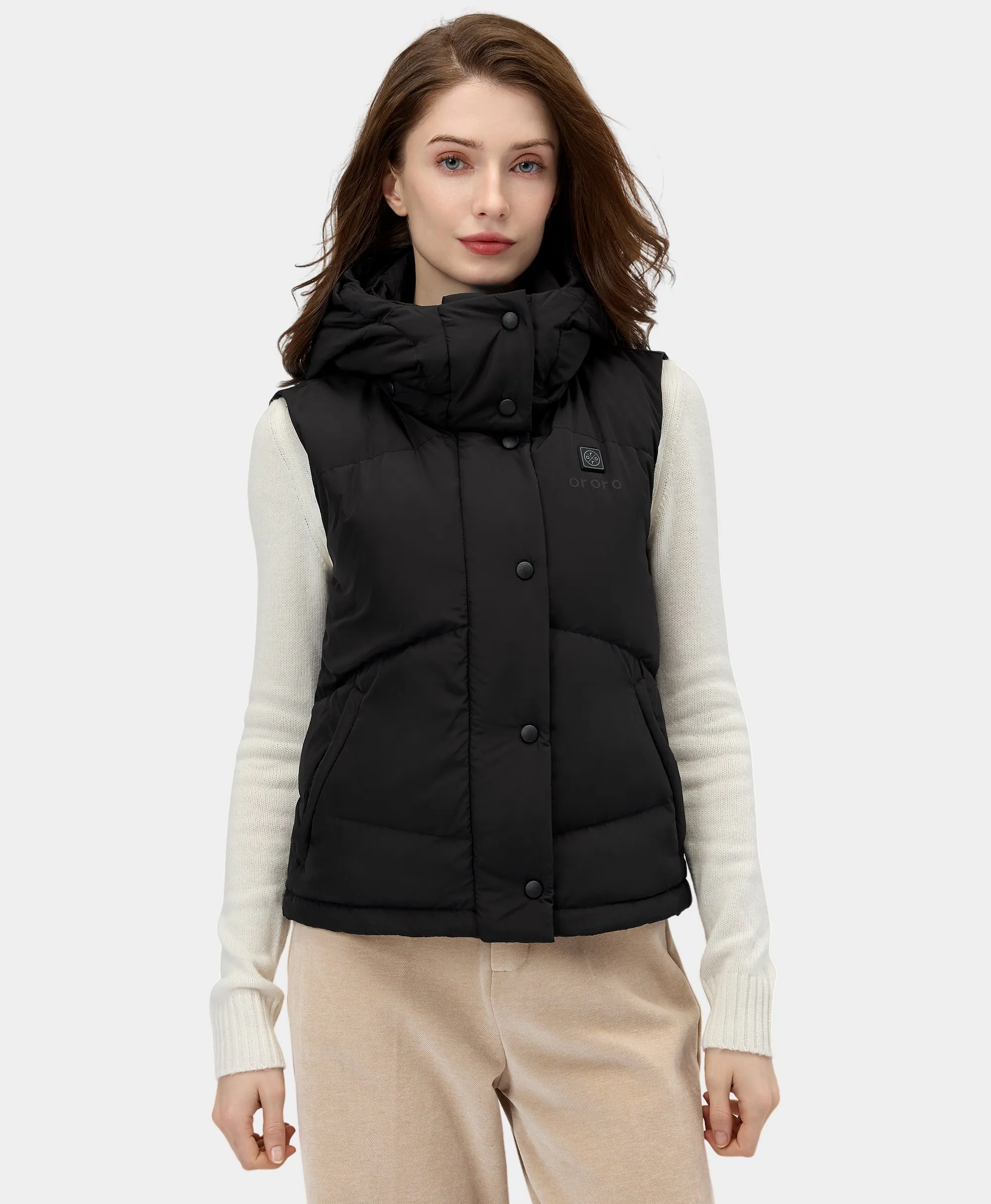 Women's Heated Cropped Puffer Down Vest (Apparel Only) sold by Ororo