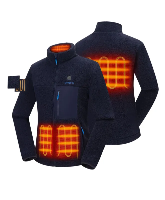 (Open-Box) Women's Colorblock Recycled Fleece Heated Jacket (Battery Set Not Included) sold by Ororo