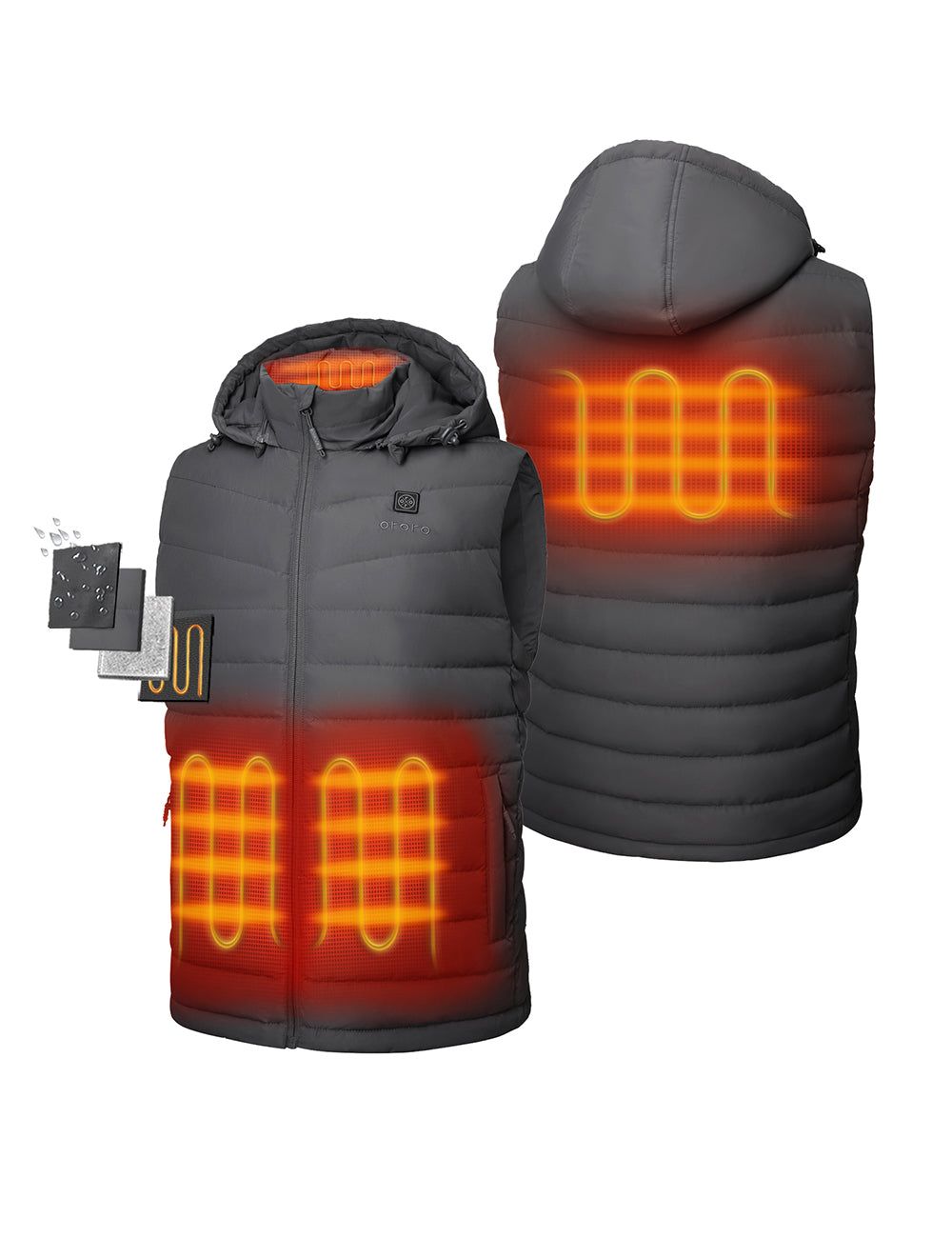 Testing - Men's Heated Lightweight Down Vest - Dark Gray sold by Ororo product image thumbnail 2