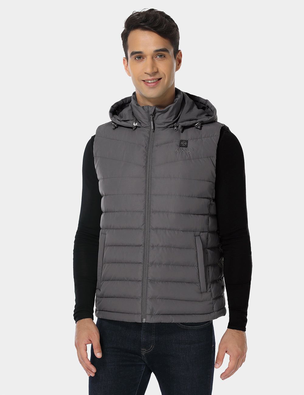 Testing - Men's Heated Lightweight Down Vest - Dark Gray sold by Ororo