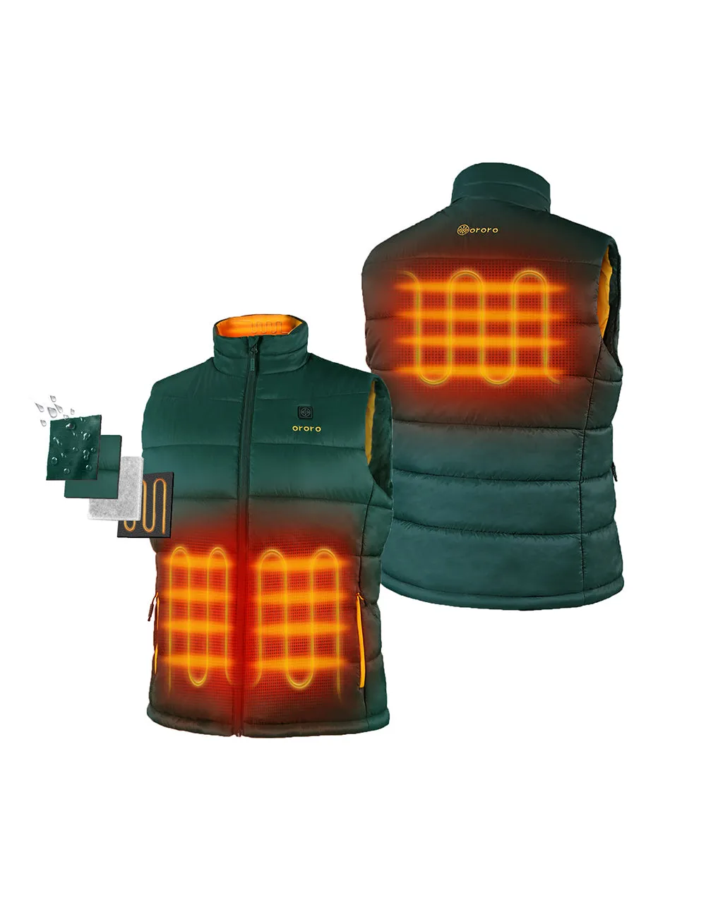 (Open-box) Men's Classic Heated Vest - Green with B19G Battery sold by Ororo