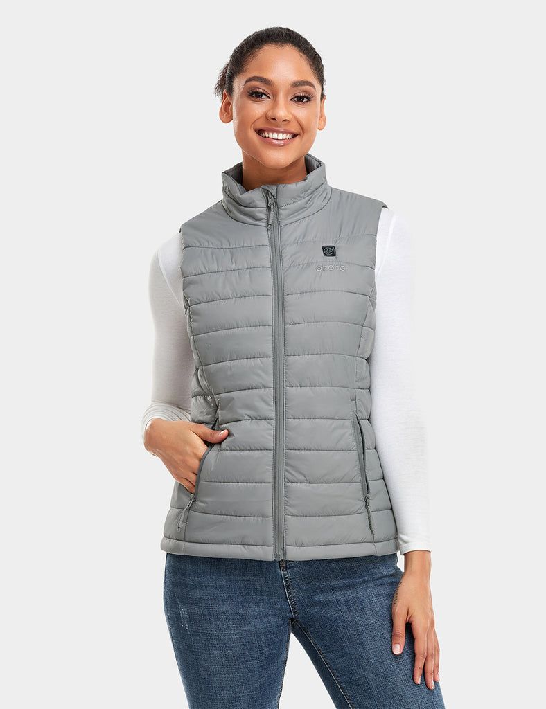 Final Sale - Women's Classic Heated Vest - Gray (with B19G Battery) sold by Ororo