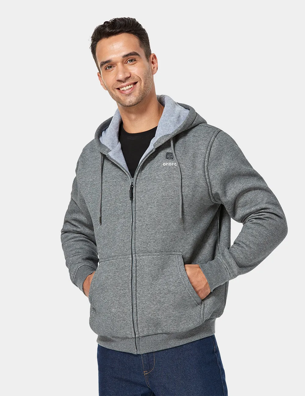 Unisex Heated Fleece Hoodie - Flecking Gray sold by Ororo product image thumbnail 3