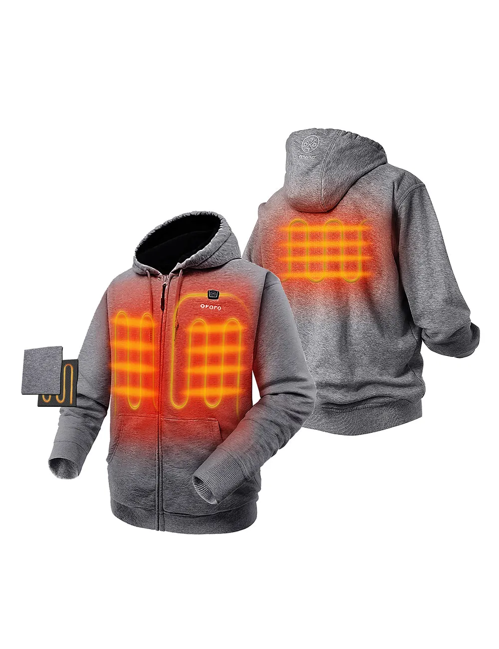 Unisex Heated Fleece Hoodie - Flecking Gray sold by Ororo product image thumbnail 2