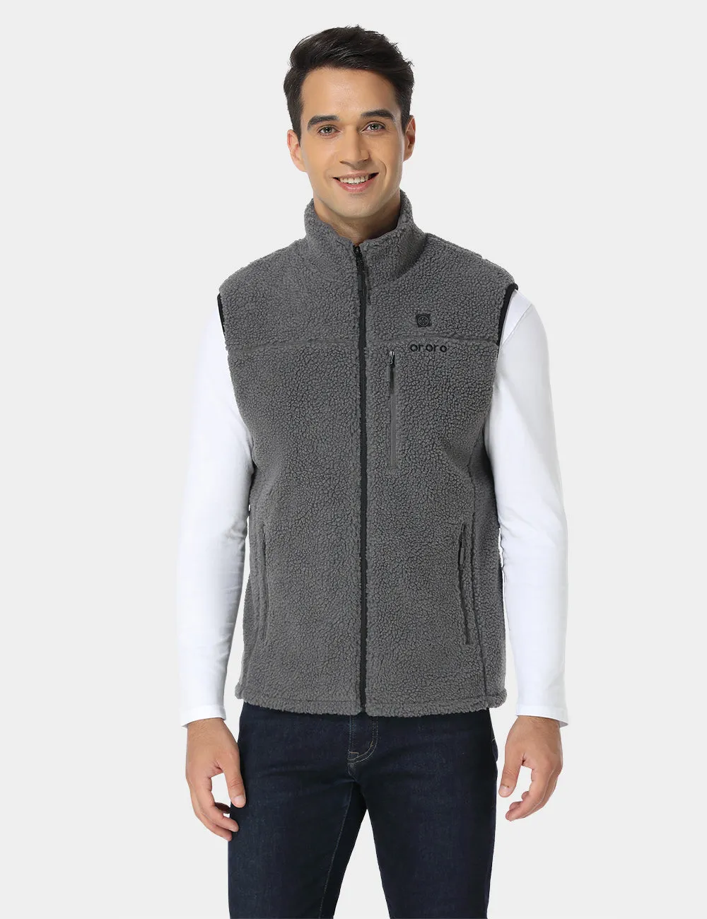 Men's Heated Recycled Fleece Vest - Gray (Final Sale) sold by Ororo