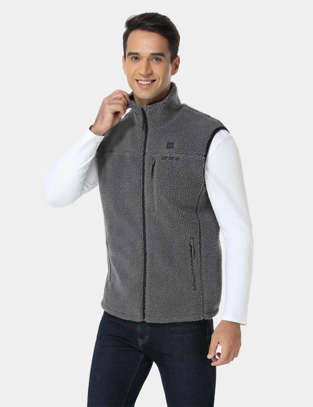 Men's Heated Recycled Fleece Vest - Gray (Final Sale) sold by Ororo product image thumbnail 3