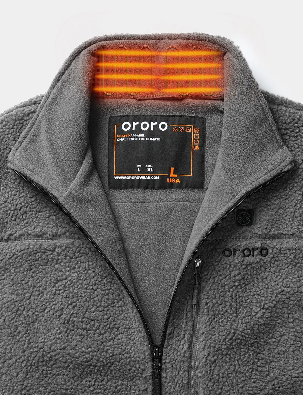 Men's Heated Recycled Fleece Vest - Gray (Final Sale) sold by Ororo product image thumbnail 5