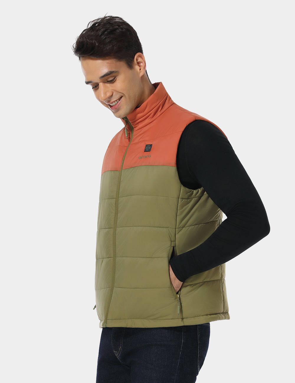 Final Sale - Men's Classic Heated Vest - Persimmon & Olive Green sold by Ororo product image thumbnail 4