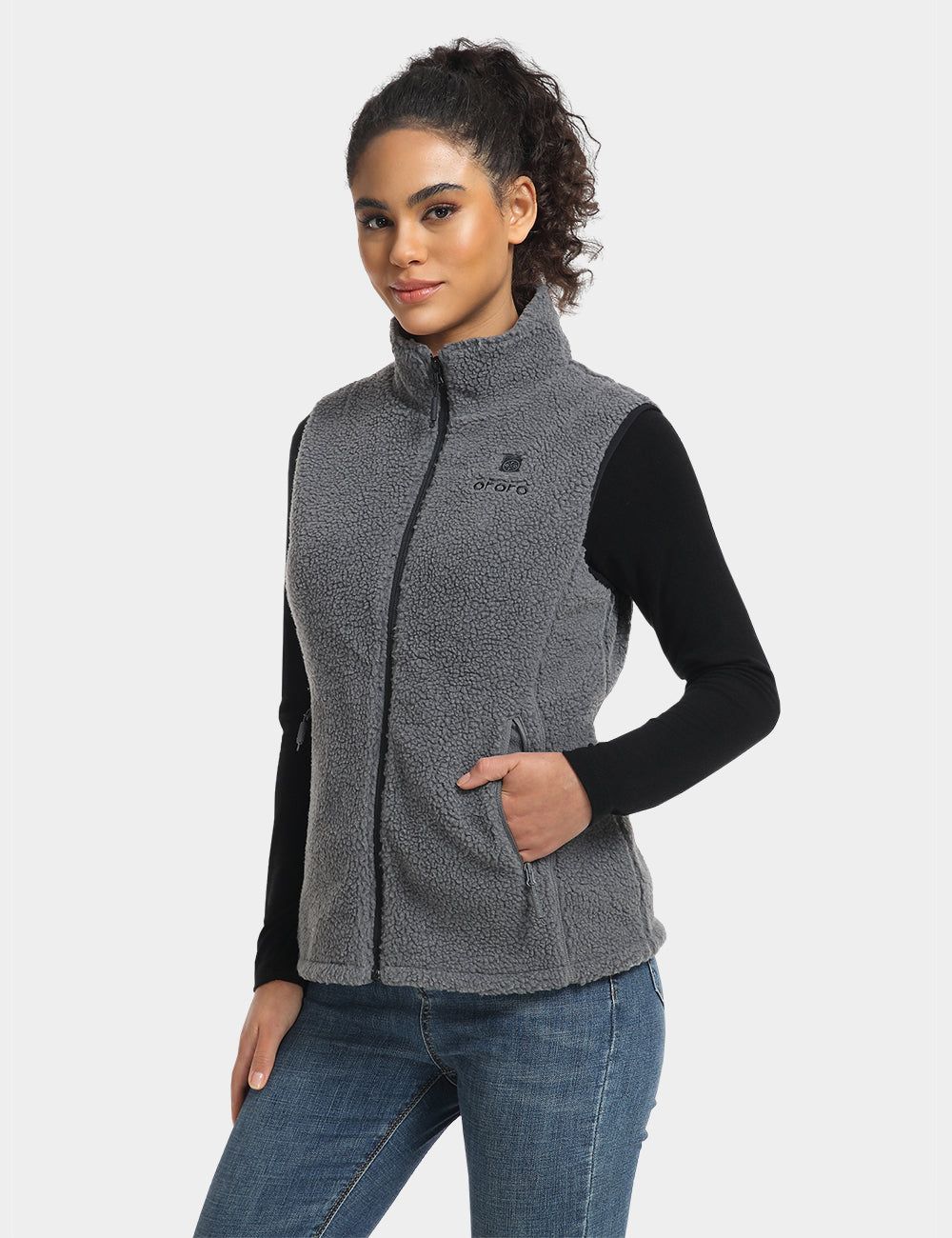 Women's Heated Recycled Fleece Vest - Gray sold by Ororo product image thumbnail 3