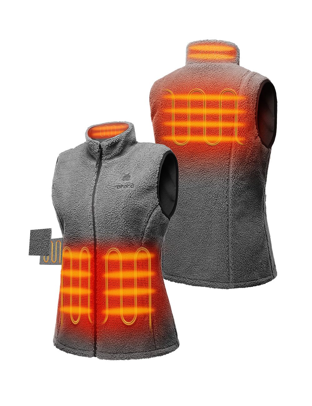 Women's Heated Recycled Fleece Vest - Gray sold by Ororo product image thumbnail 2