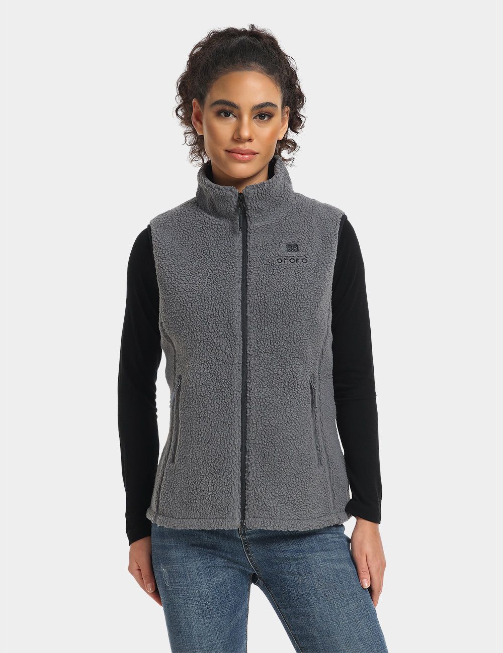 Women's Heated Recycled Fleece Vest - Gray sold by Ororo