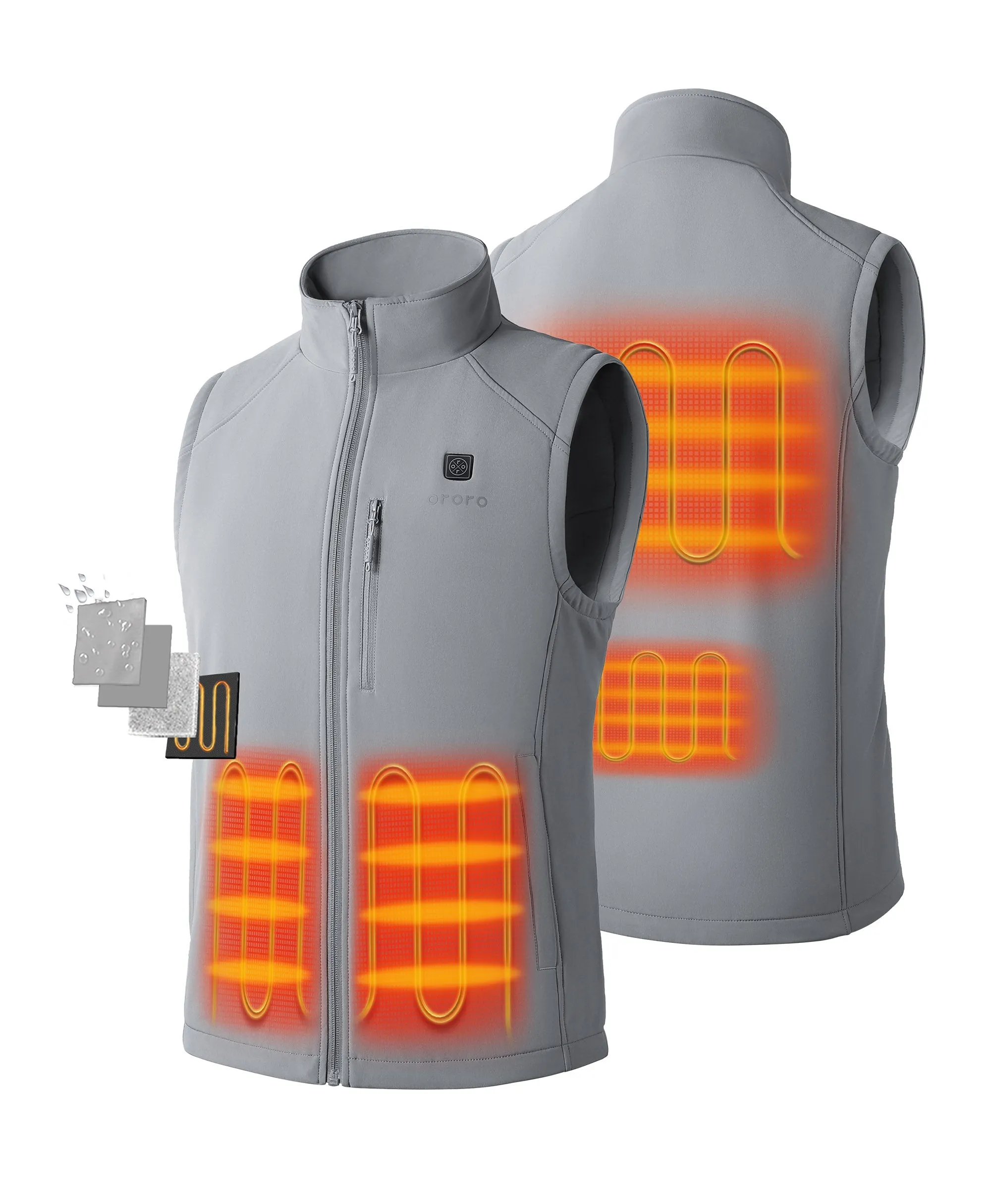 Men's Heated Softshell Vest - Lower Back Heating (Apparel Only) sold by Ororo product image thumbnail 2