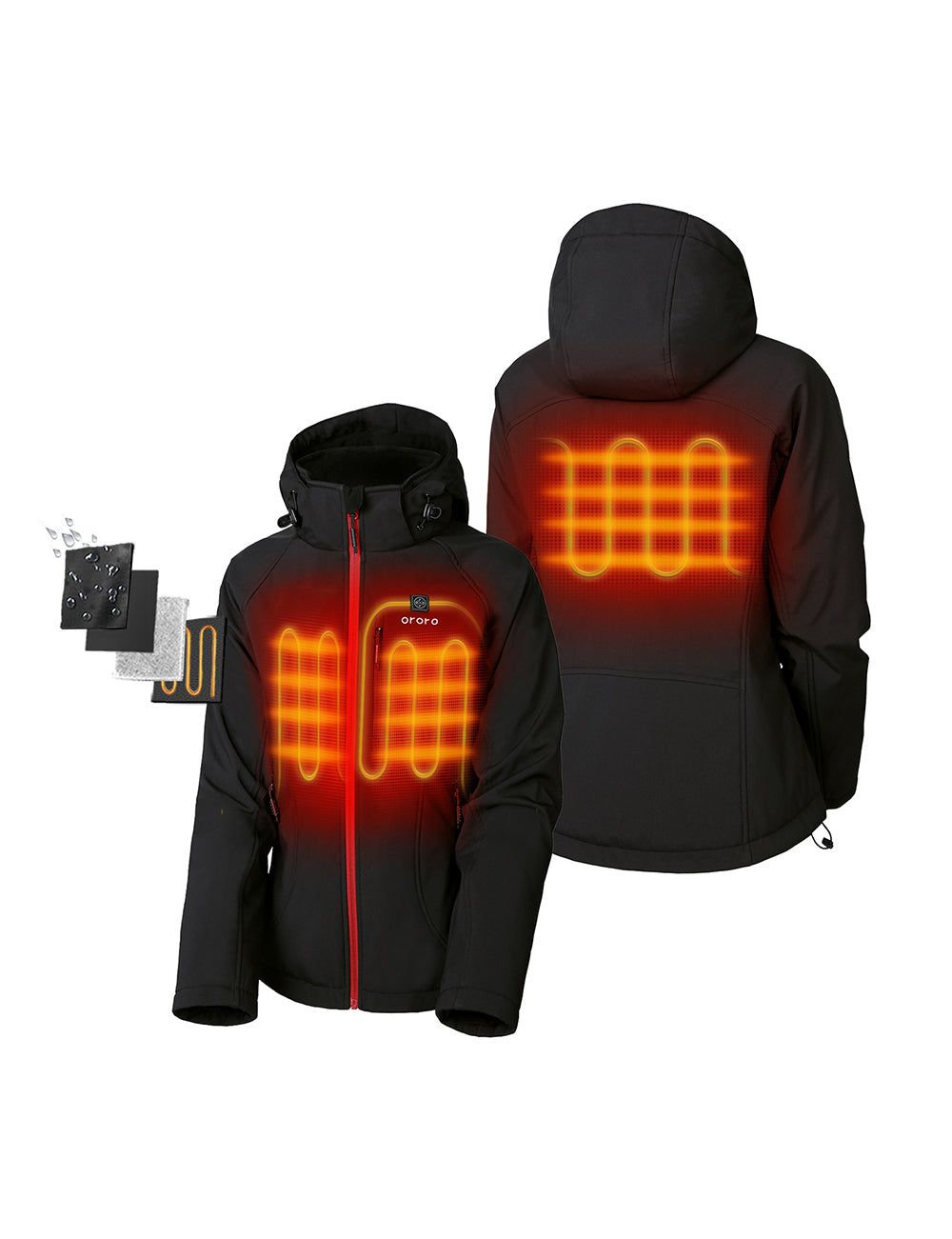 Final Sale - Women's Heated Jacket - Black & Red (with B19G Battery) sold by Ororo product image thumbnail 2