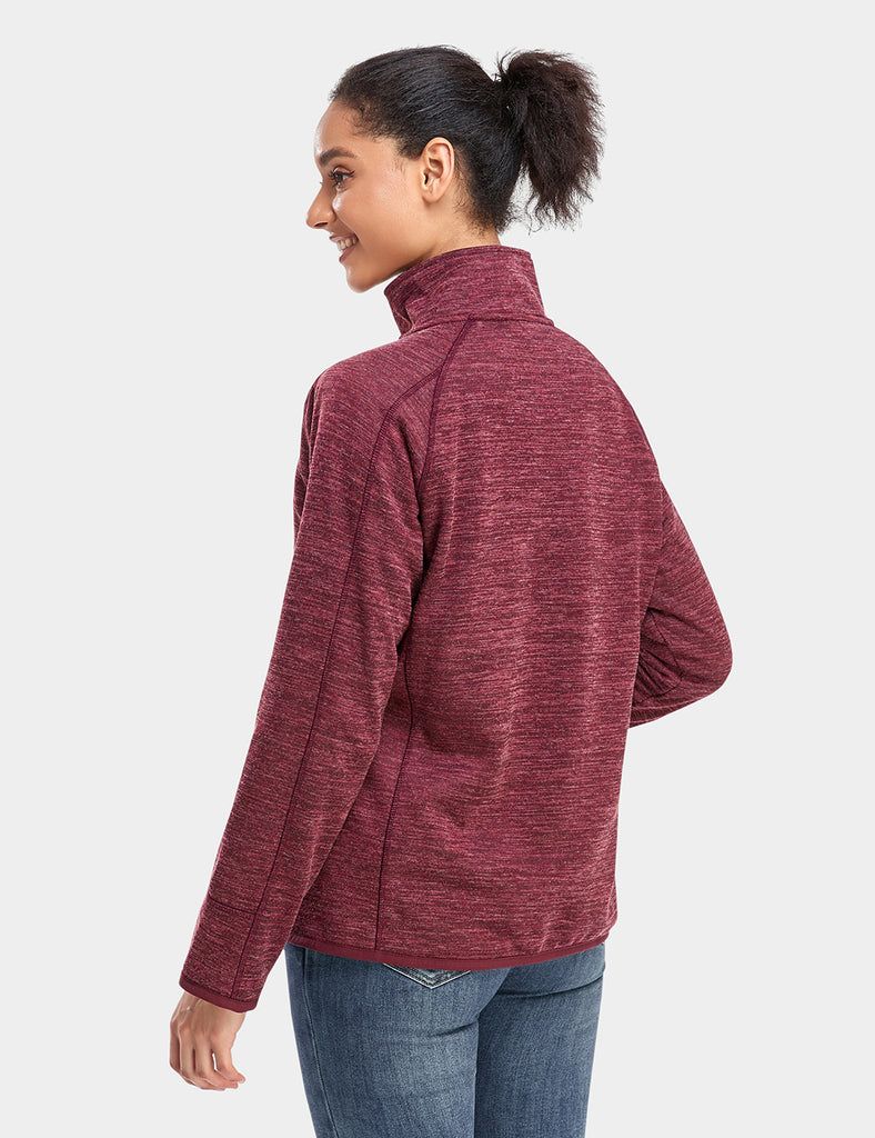 Women's Heated Full-Zip Fleece Jacket - Maroon sold by Ororo product image thumbnail 4