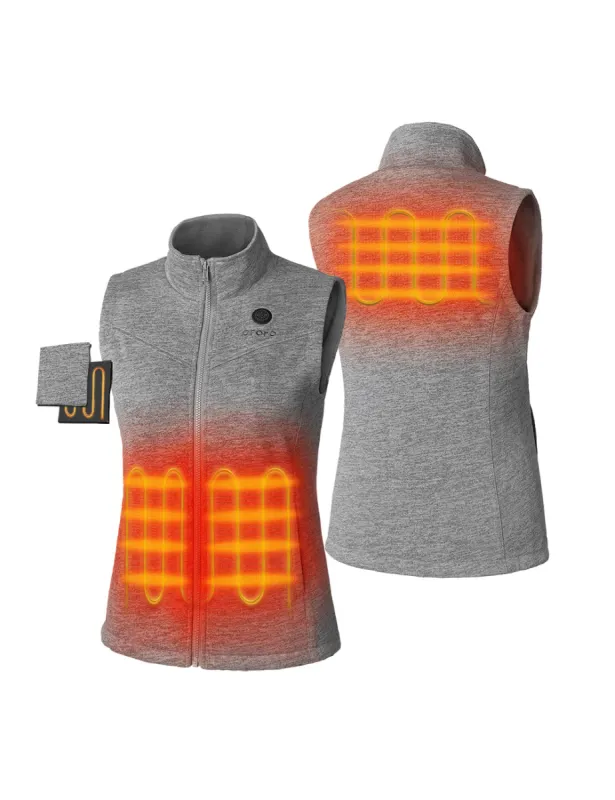 (Open-box) Women's Heated Fleece Vest - Gray (Battery Set Not Included) sold by Ororo