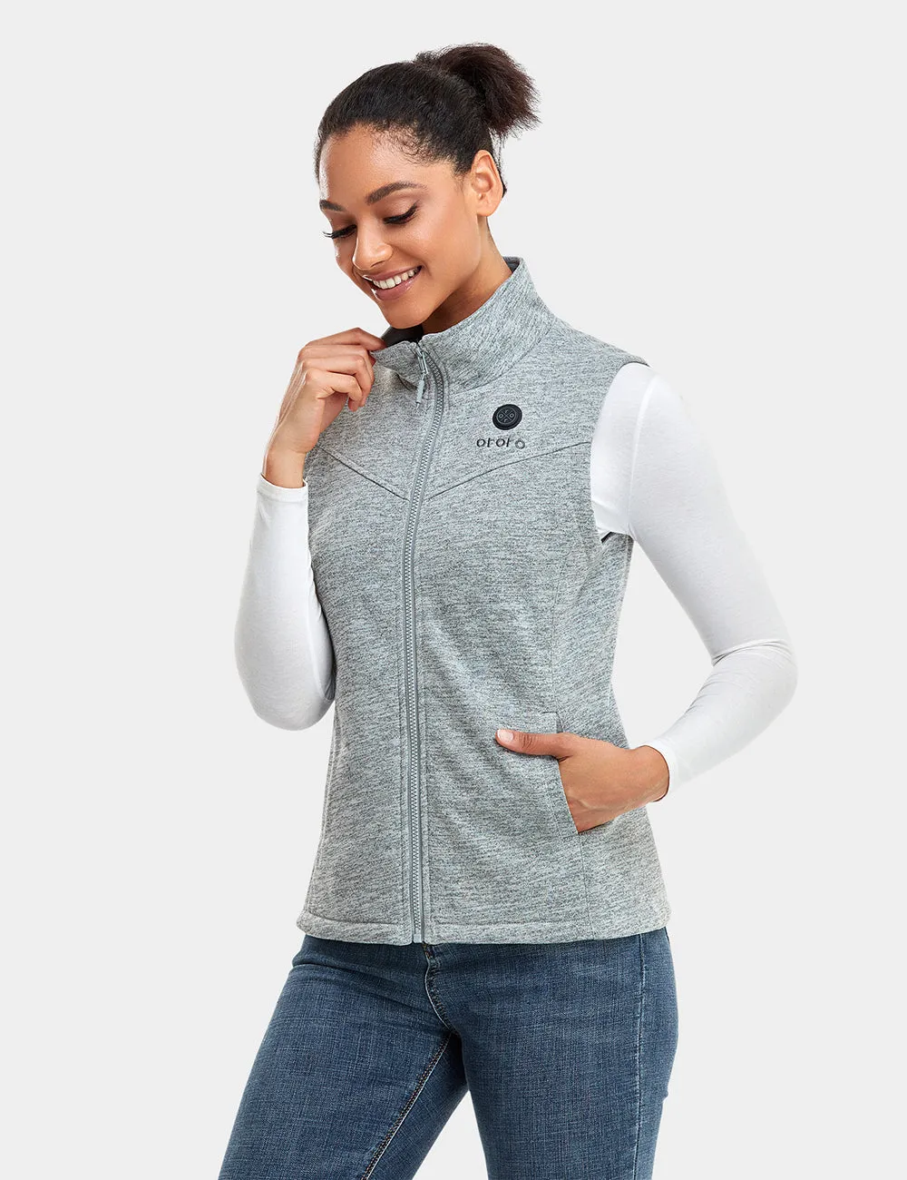 (Open-box) Women's Heated Fleece Vest - Gray (Battery Set Not Included) sold by Ororo product image thumbnail 3
