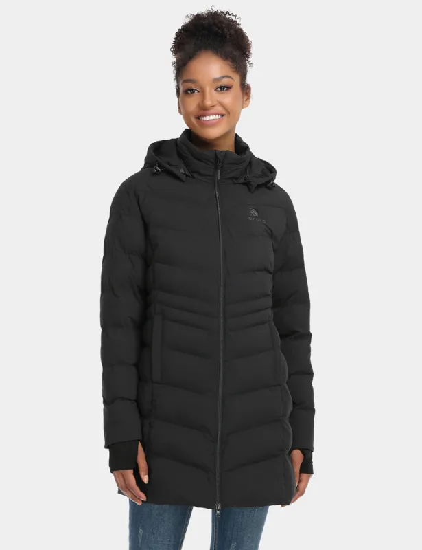 Women's Heated Puffer Parka Jacket - Black/White sold by Ororo