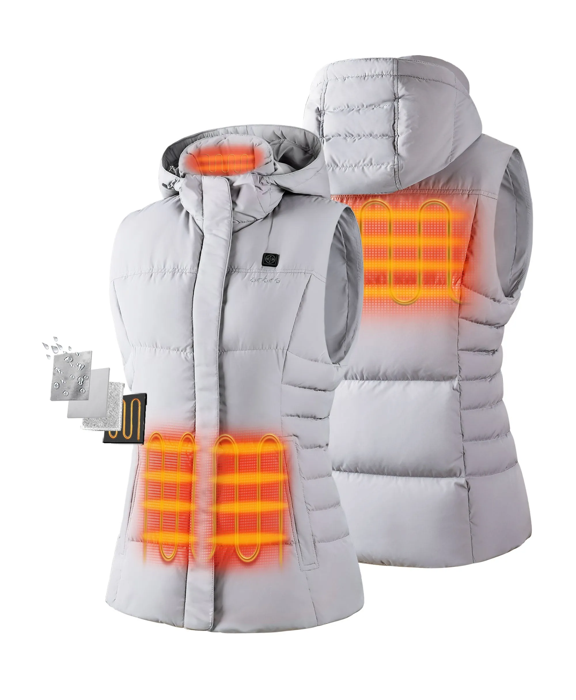 Women's Heated Down Vest - Gray sold by Ororo product image thumbnail 2