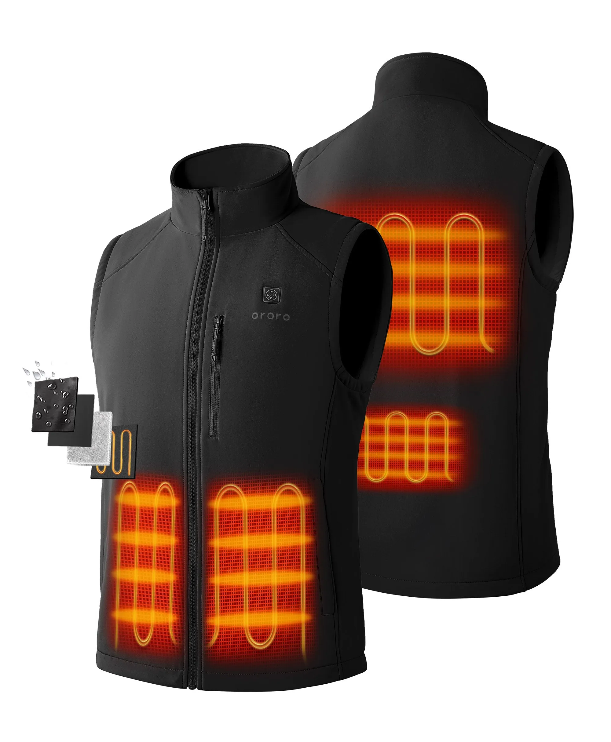 Men's Heated Softshell Vest - Lower Back Heating sold by Ororo product image thumbnail 2