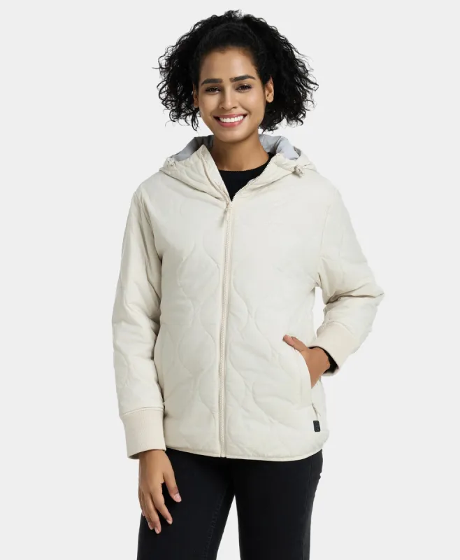 Stargazer Women's Heated Quilted Hoodie Jacket - Beige sold by Ororo