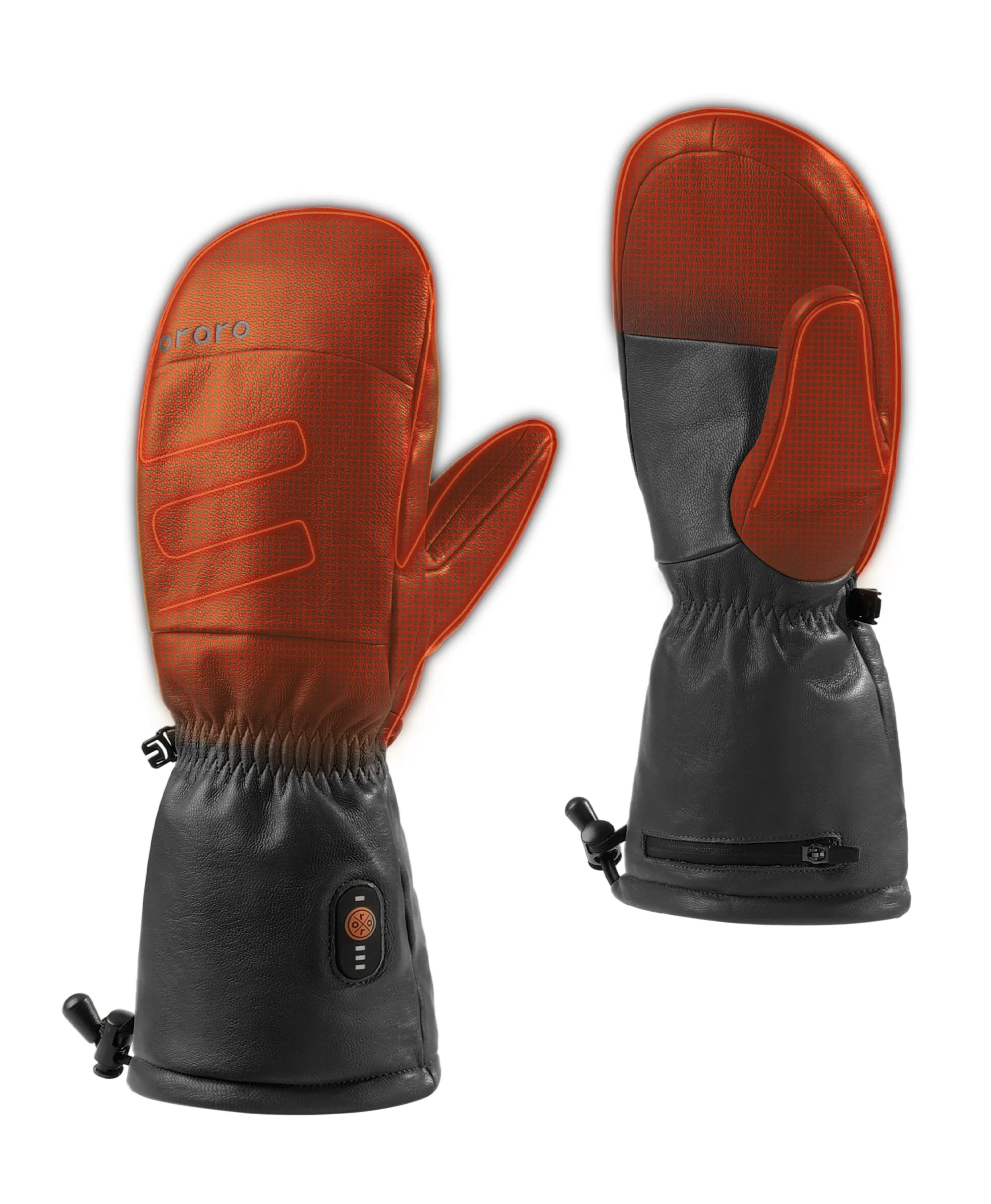 "Duluth" Unisex Heated Leather Chopper Mittens - Black sold by Ororo product image thumbnail 2