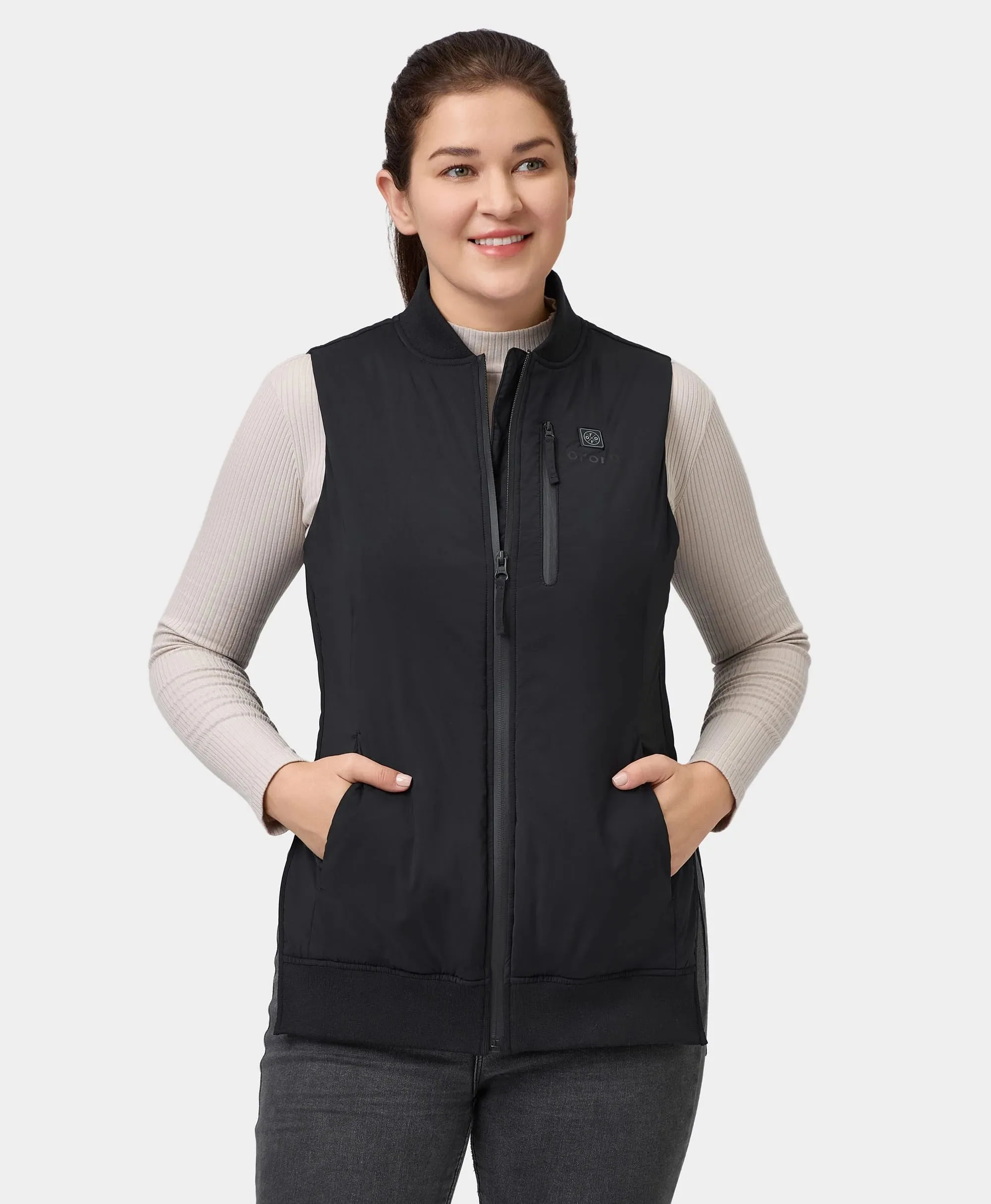 Blair Women's Heated Long Bomber Vest (Final Sale) sold by Ororo