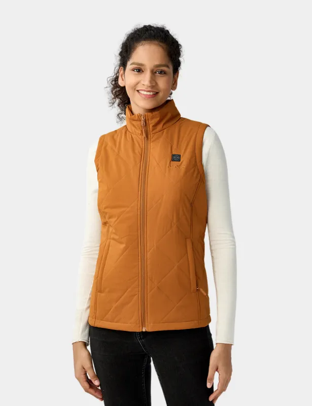 Final Sale - Women's Heated Quilted Vest - Caramel sold by Ororo