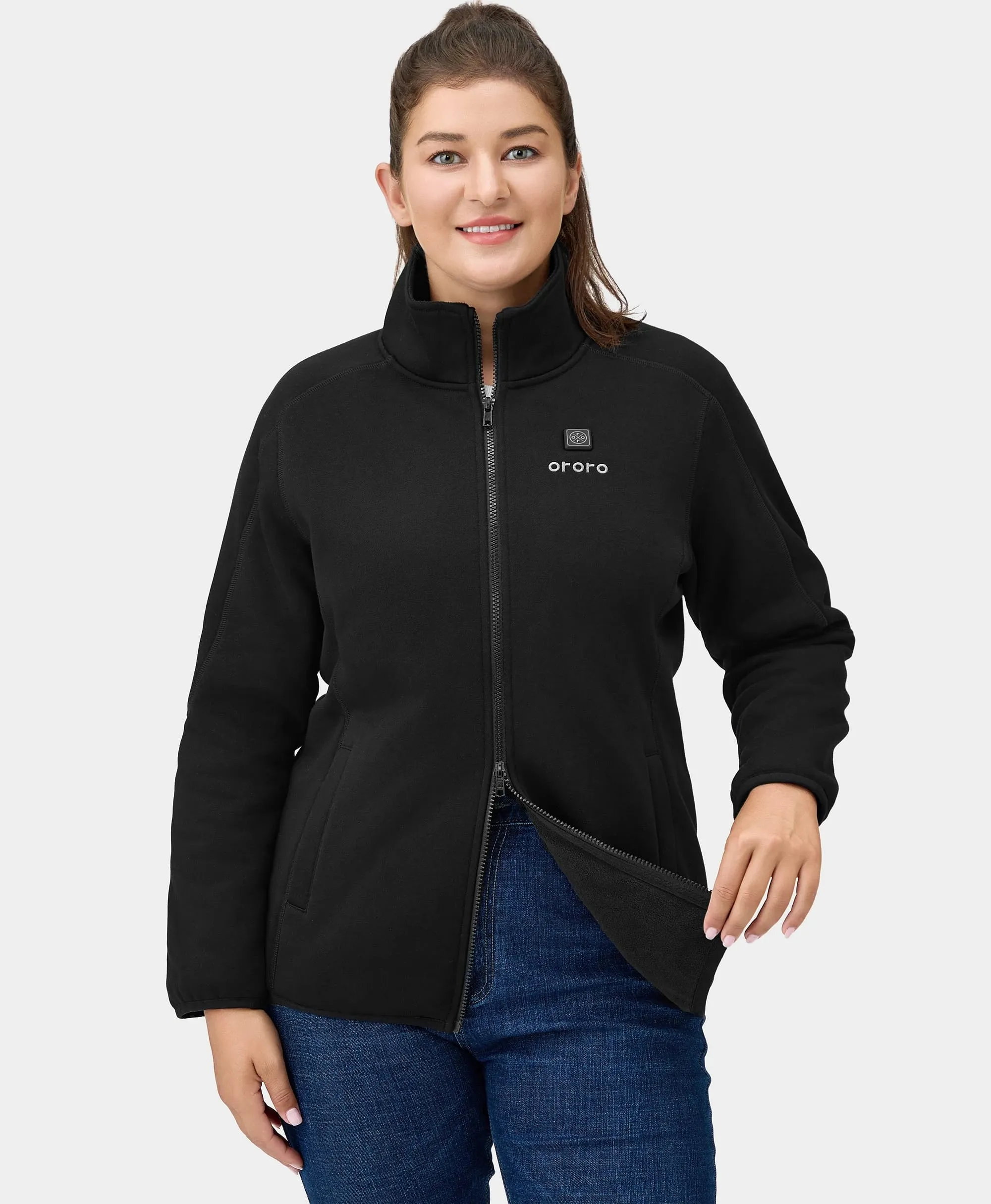 Florence Women's Heated Fleece Jacket - Black (Apparel Only) sold by Ororo product image thumbnail 4
