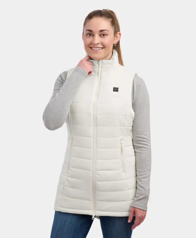 Tribeca Women's Heated Long Puffer Vest - White sold by Ororo