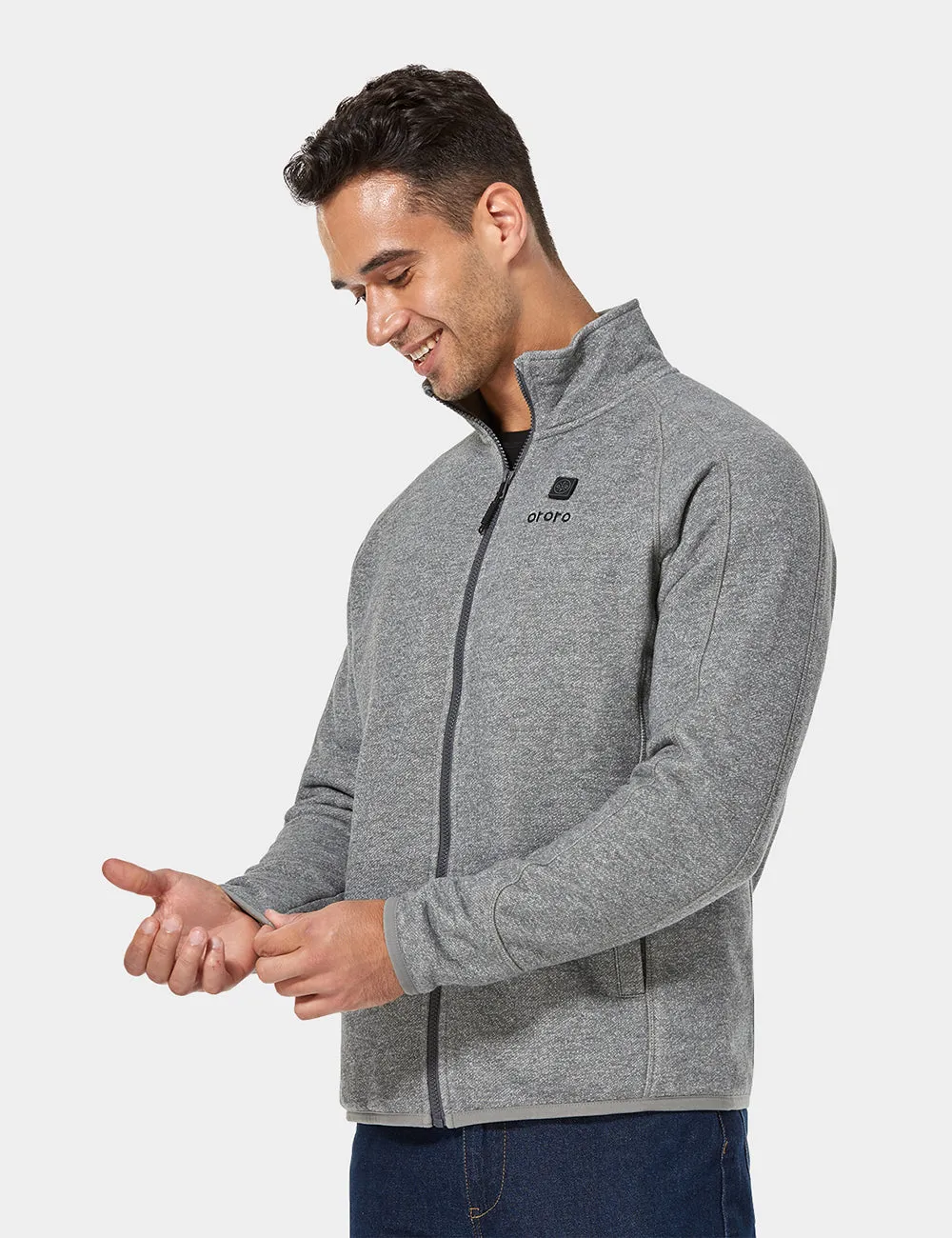 Men's Heated Full-Zip Fleece Jacket - Flecking Gray sold by Ororo product image thumbnail 3