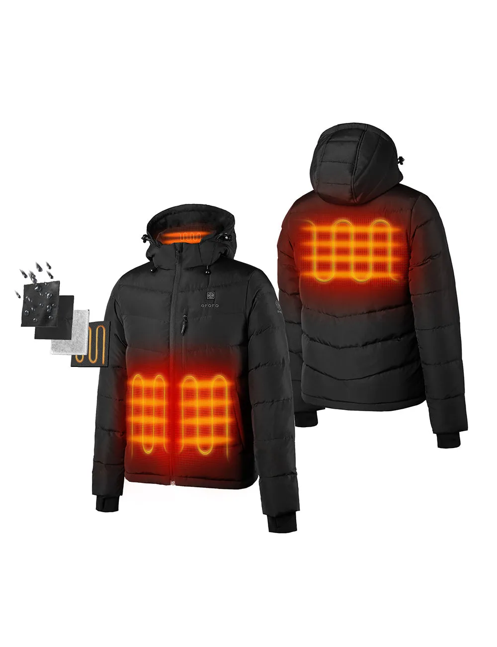 Men's Heated Down Jacket - Black (Apparel Only) sold by Ororo product image thumbnail 2