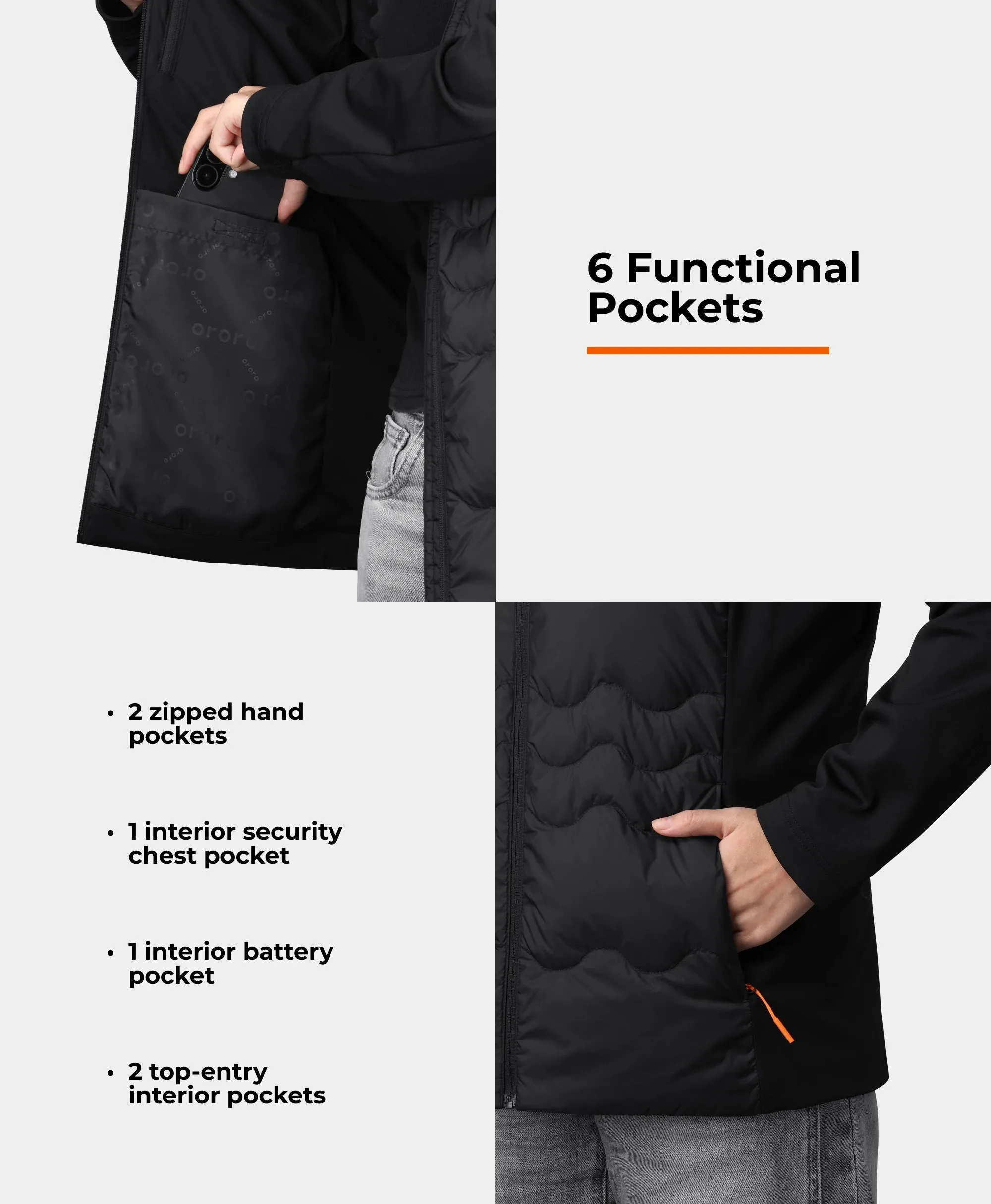 Verbier Women's 4-Zone Heated Down Jacket sold by Ororo product image thumbnail 4