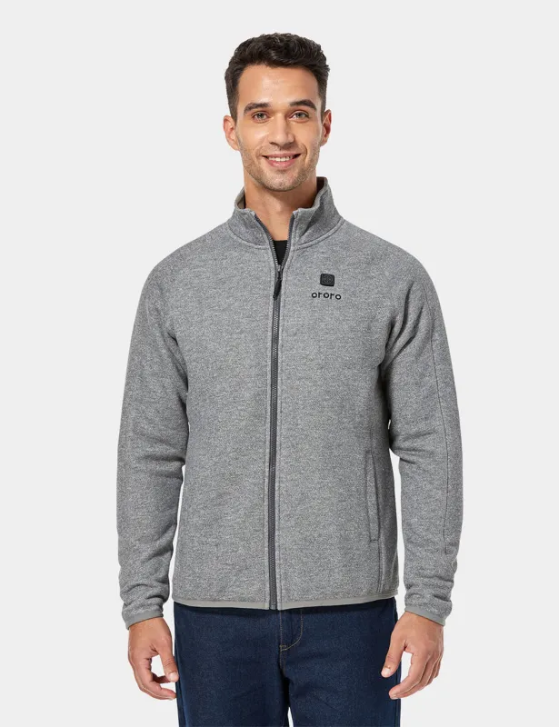 Men's Heated Full-Zip Fleece Jacket - Flecking Gray sold by Ororo