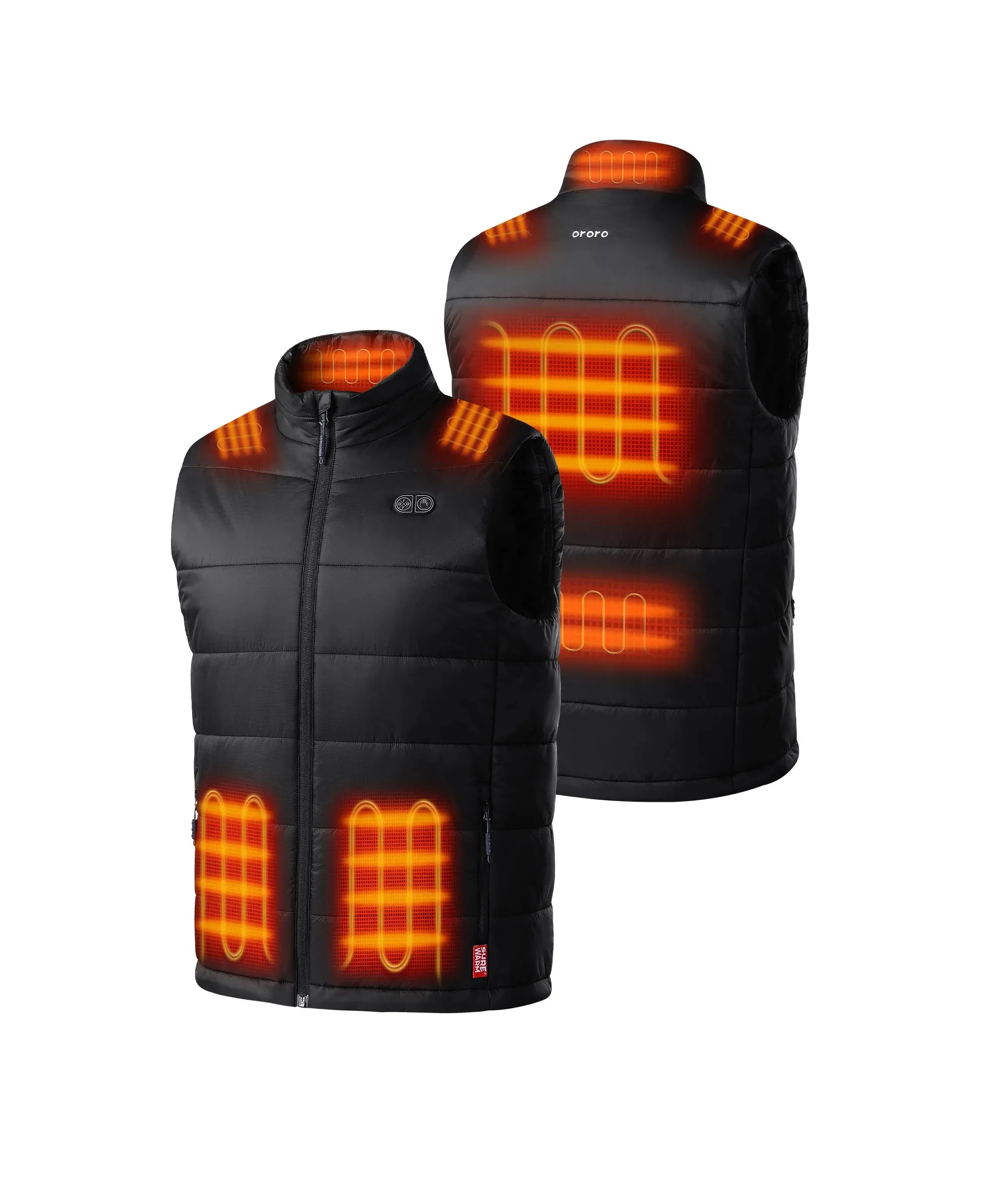 (Open-box) SureWarm® Men's 7-Zone Dual-Control Classic Pro Heated Vest (Lower Back Heating) (Battery Set Not Included) sold by Ororo
