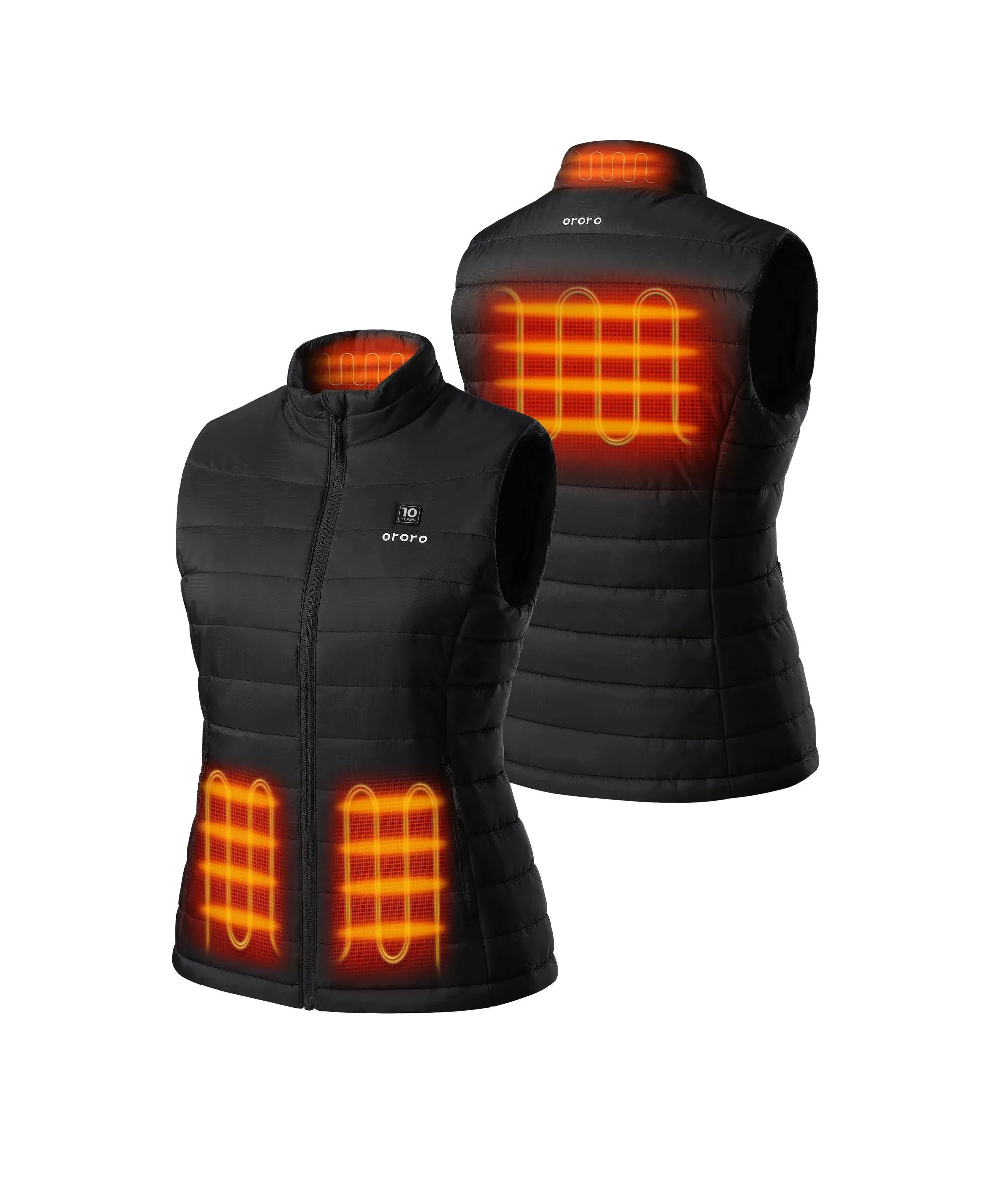 (Open-box) Women's 4-Zone Classic Heated Vest (10-Year Anniversary Limited Edition) - Black (Battery Set Not Included) sold by Ororo