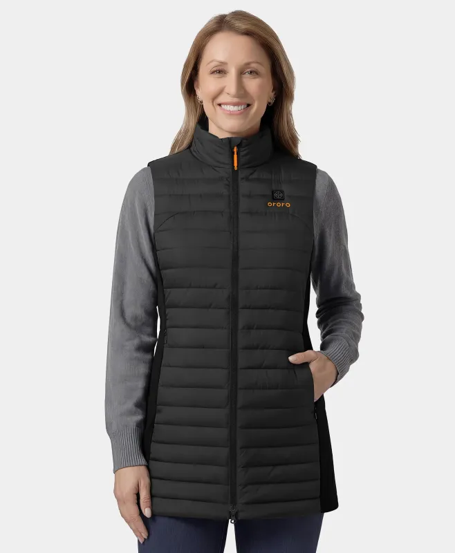Cloudmere Women's 5-Zone Heated Long Down Vest sold by Ororo