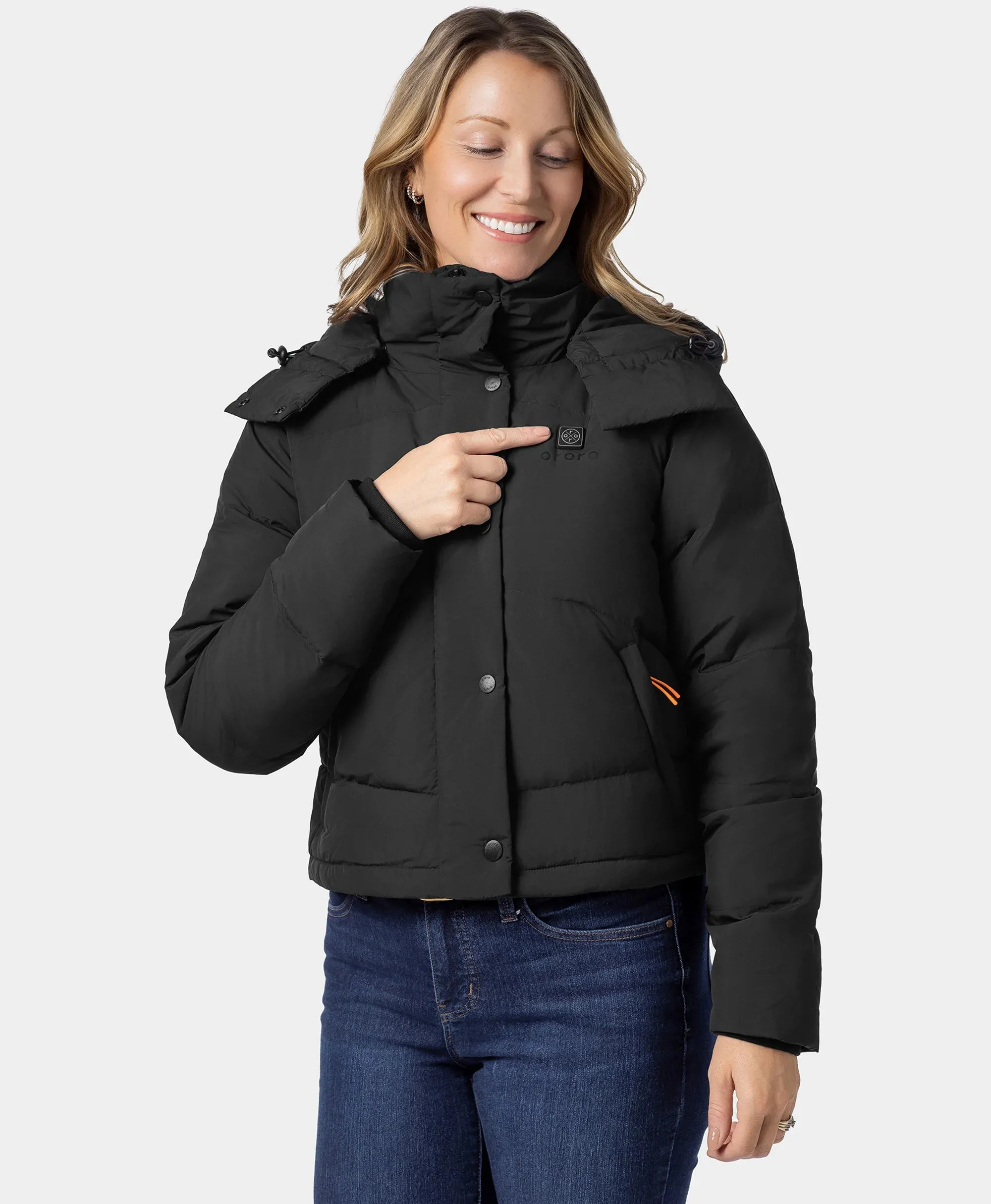 (Open-box) Cloudpop Women's 4-Zone Heated Puffer Down Hooded Jacket (Battery Set Not Included) sold by Ororo product image thumbnail 4