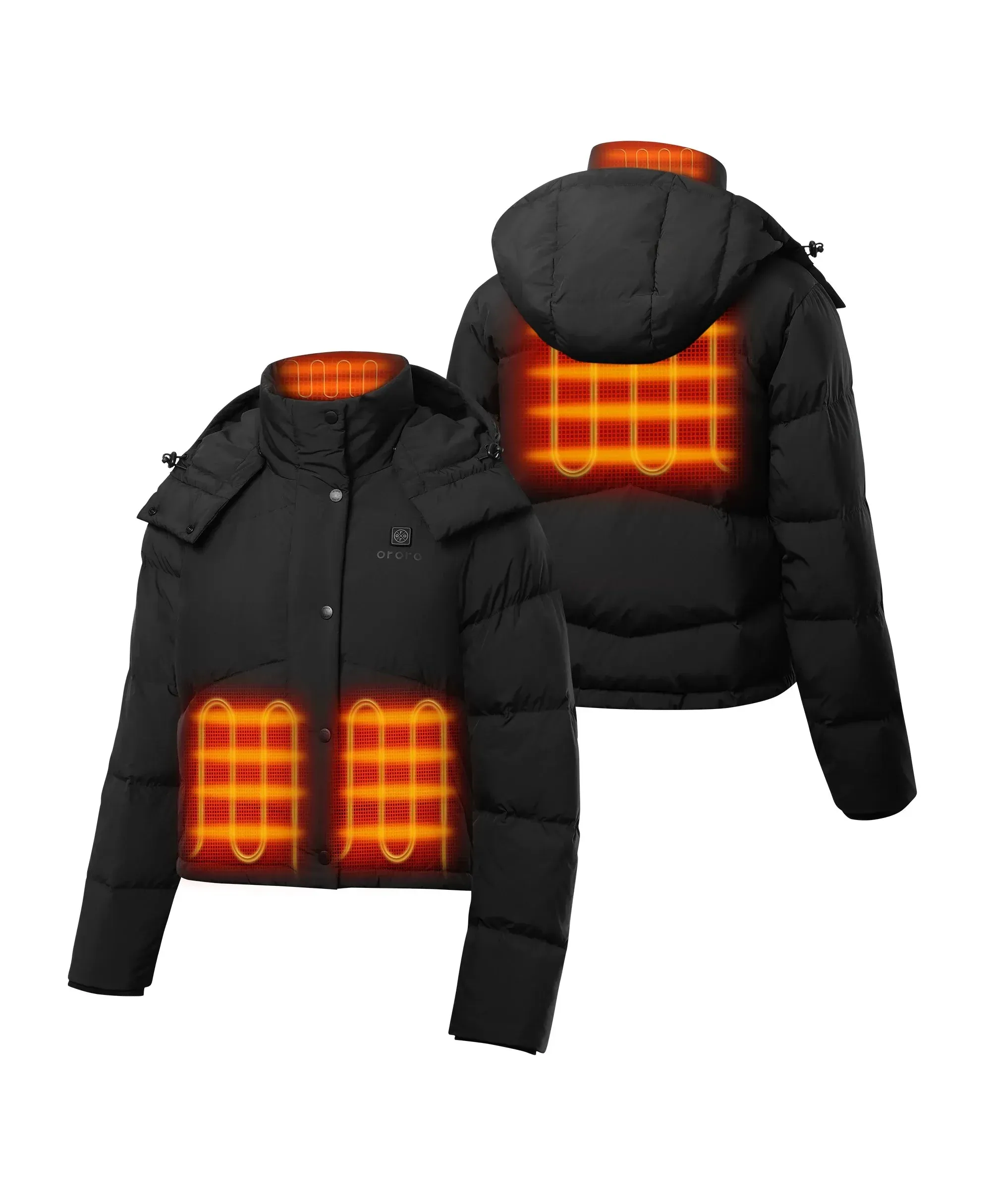 (Open-box) Cloudpop Women's 4-Zone Heated Puffer Down Hooded Jacket (Battery Set Not Included) sold by Ororo