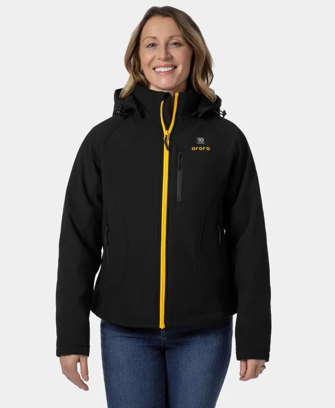 Women's 4-Zone Classic Heated Jacket (10-Year Anniversary Limited Edition) - Black & Gold (Apparel Only) made by Ororo