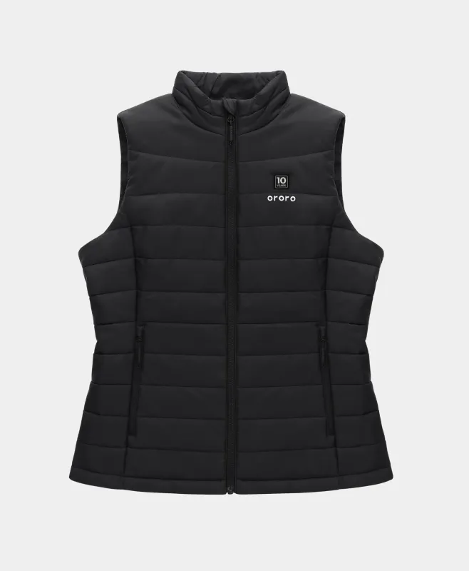 Women's 4-Zone Classic Heated Vest (10-Year Anniversary Limited Edition) - Black (Apparel Only) made by Ororo