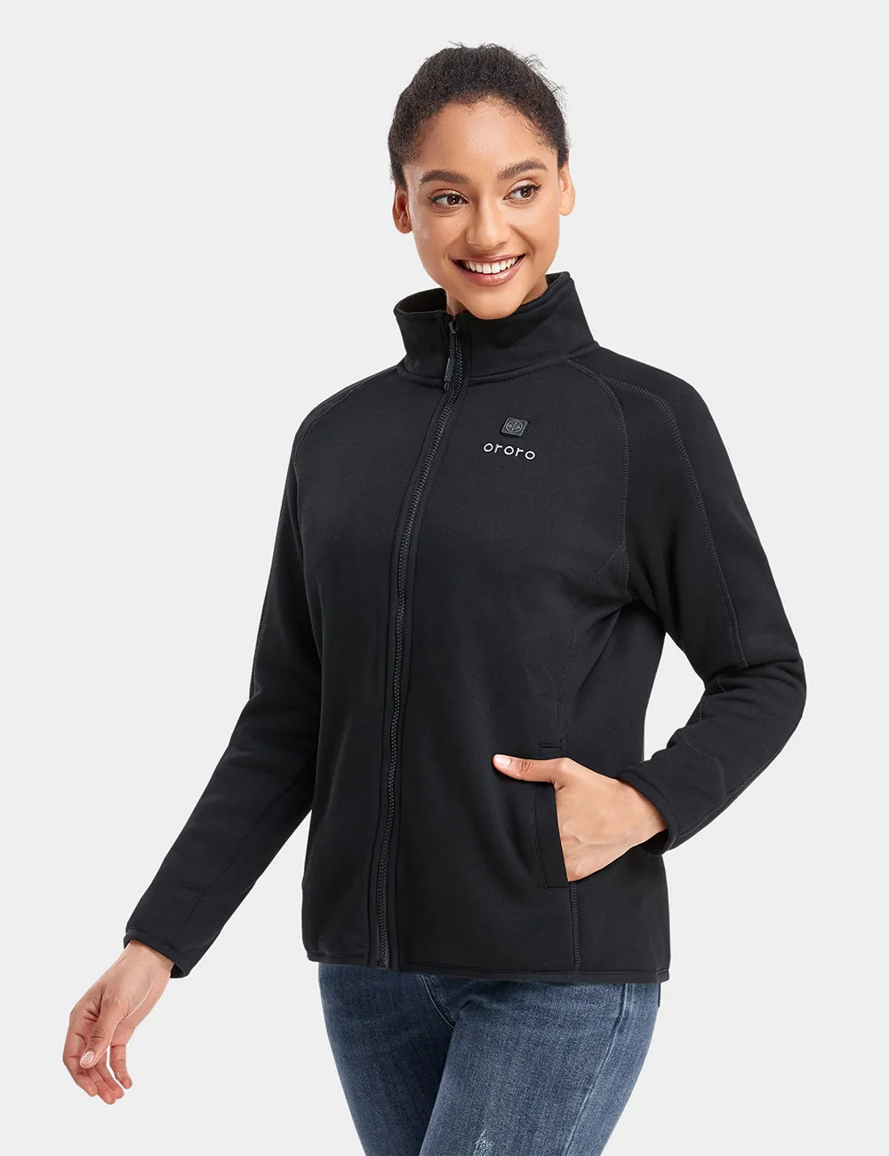 Women's Heated Full-Zip Fleece Jacket - Black sold by Ororo product image thumbnail 4