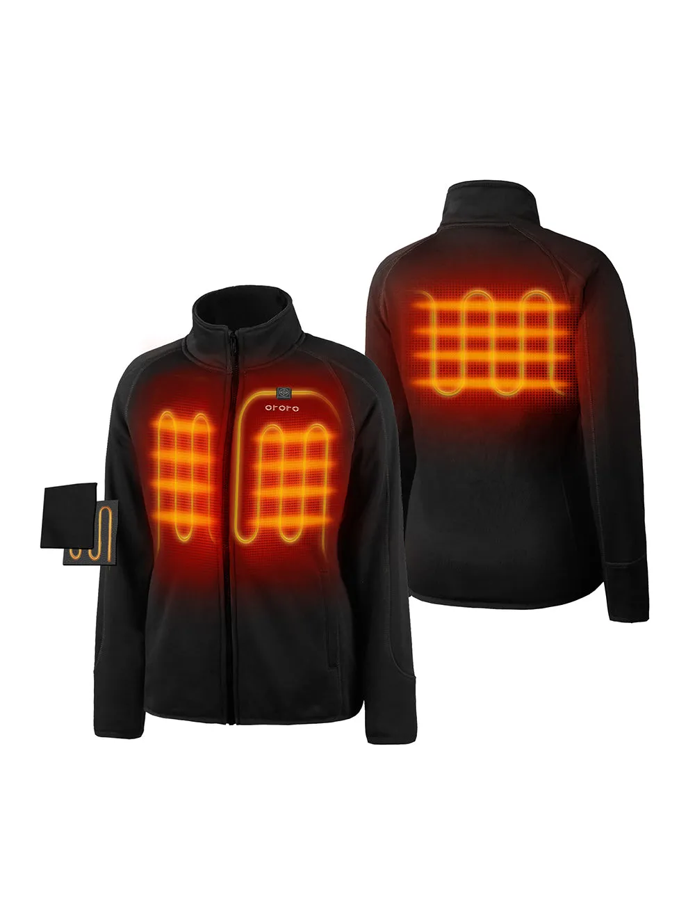 Women's Heated Full-Zip Fleece Jacket - Black sold by Ororo product image thumbnail 2