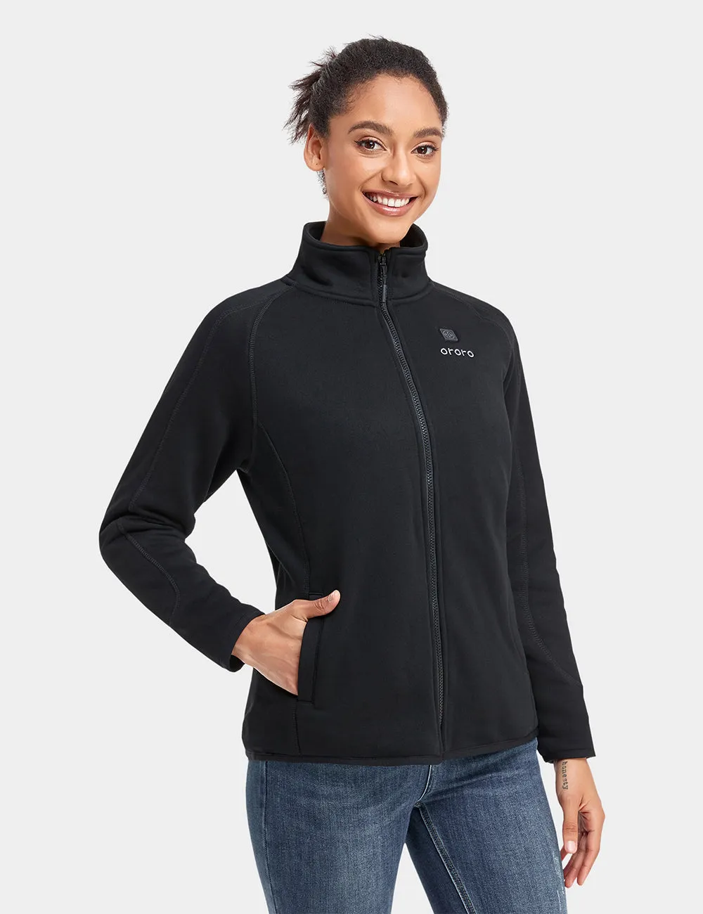 Women's Heated Full-Zip Fleece Jacket - Black sold by Ororo product image thumbnail 3