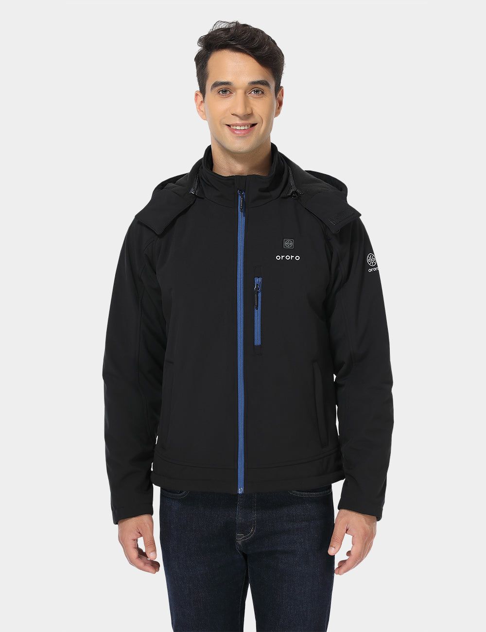Men's Classic Heated Jacket - Black & Blue sold by Ororo