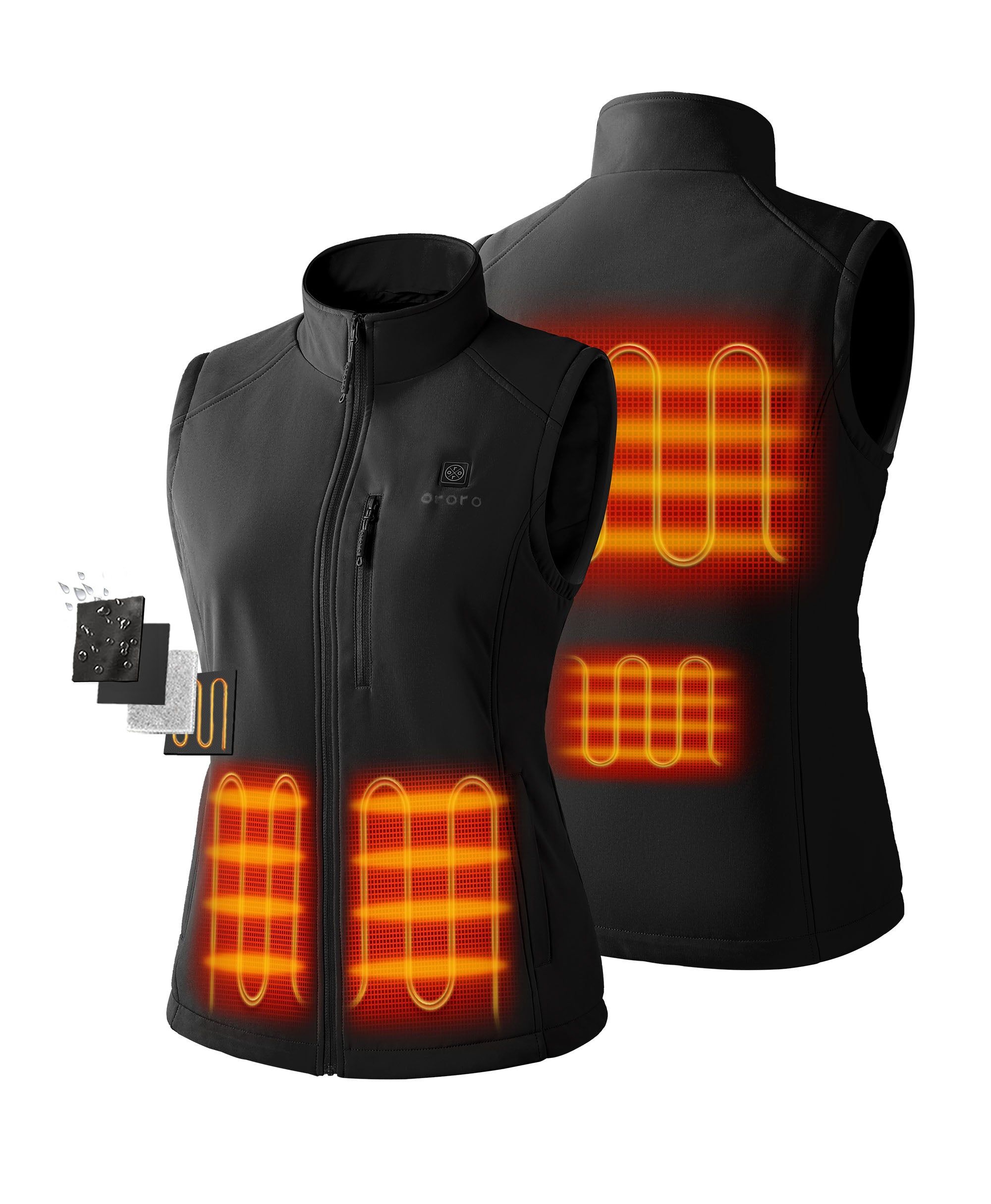 Women's Heated Softshell Vest - Lower Back Heating sold by Ororo product image thumbnail 2