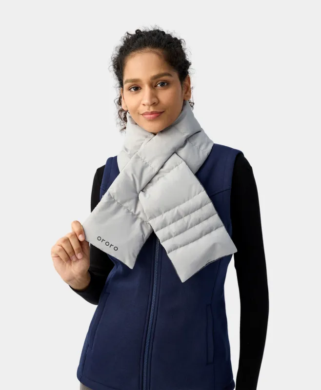 Unisex Heated Puffer Down Scarf - Light Gray sold by Ororo