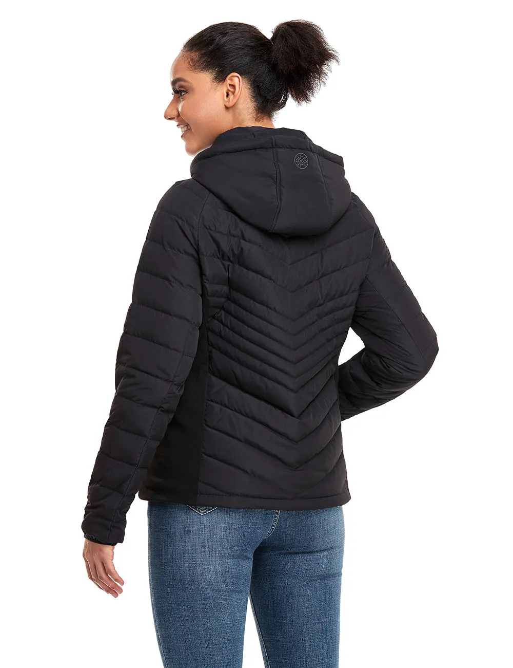 (Open-box) Women's Heated Down Jacket - Black/White (Battery Set Not Included) sold by Ororo product image thumbnail 4